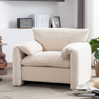 Chenille Oversized Armchair with Curved Backrest - Single Seater