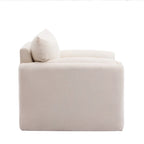 Chenille Oversized Armchair with Curved Backrest - Single Seater