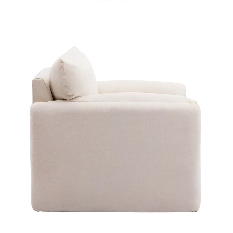 Chenille Oversized Armchair with Curved Backrest - Single Seater