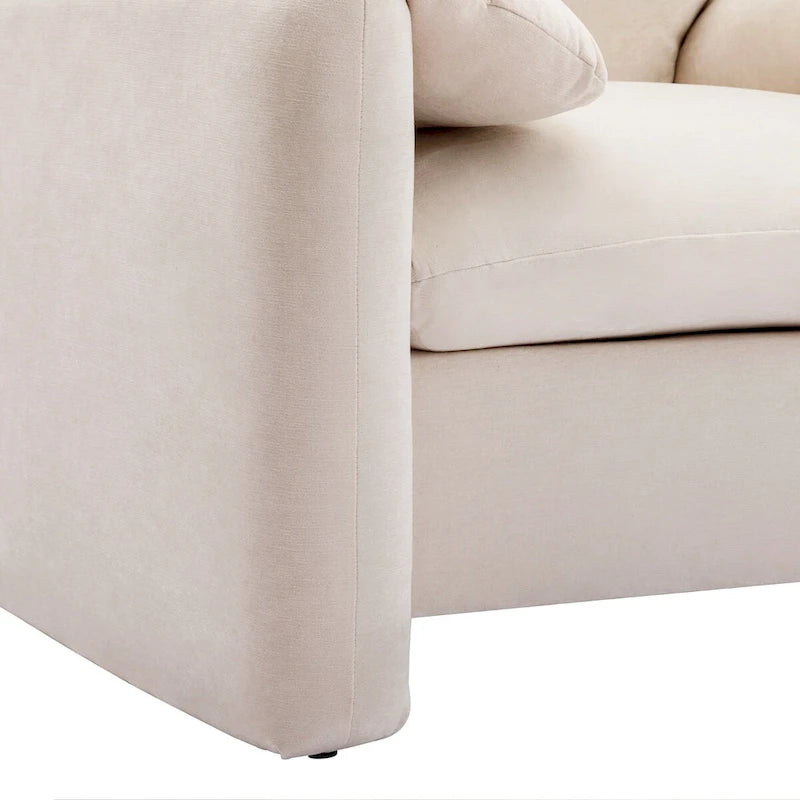 Chenille Oversized Armchair with Curved Backrest - Single Seater