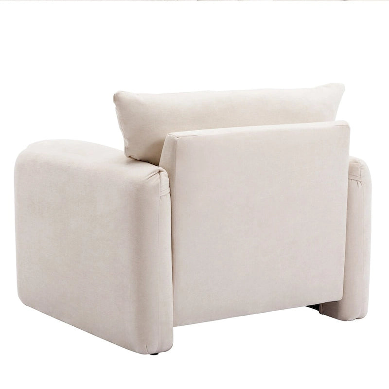 Chenille Oversized Armchair with Curved Backrest - Single Seater