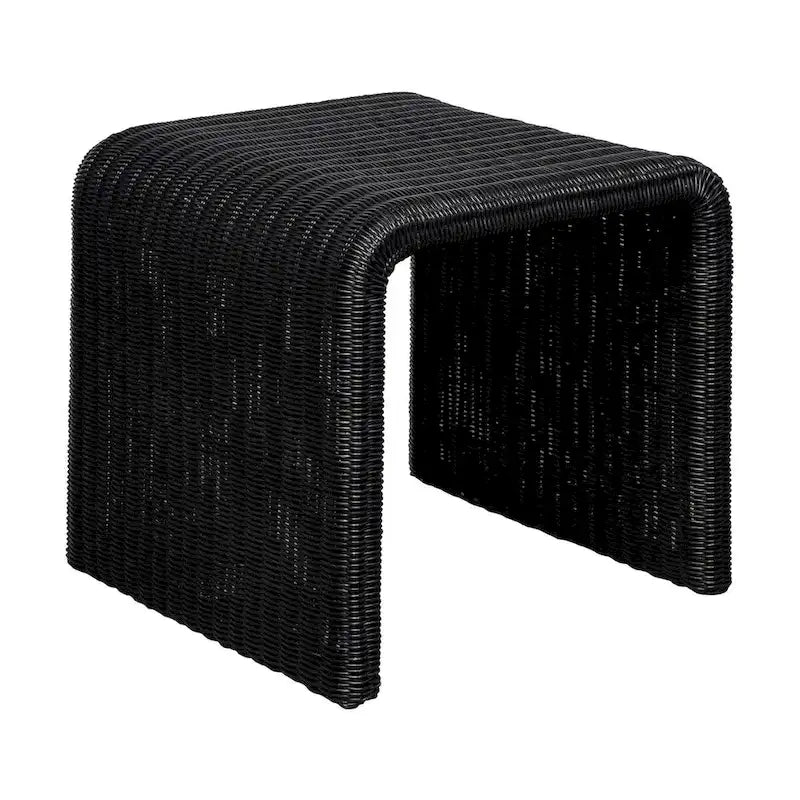 Woods Black Woven Rattan Square End Table