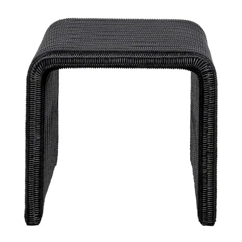 Woods Black Woven Rattan Square End Table