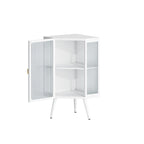 22.25 Floor Coner Cabinet with Tempered Glass Door & Storage Shelves