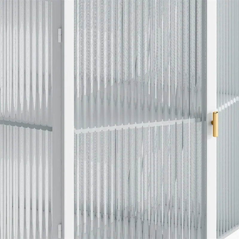 22.25 Floor Coner Cabinet with Tempered Glass Door & Storage Shelves
