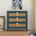 3 Drawer Cabinet,Natural rattan,American Furniture,Suitable for bedroom, living room, study
