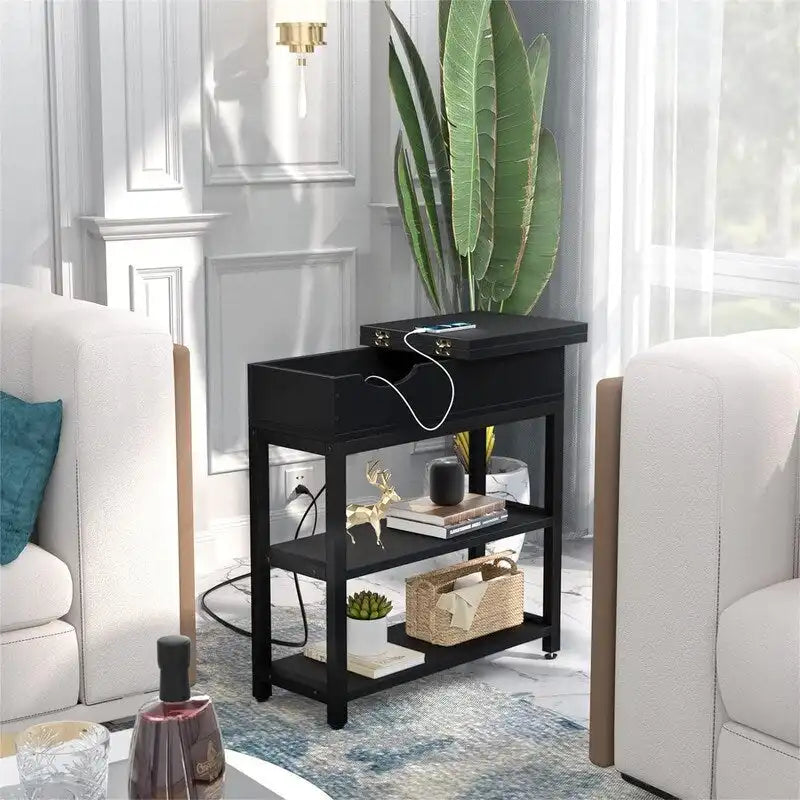 End Table with Charging Station - 11D x 23.6W x 24.5H