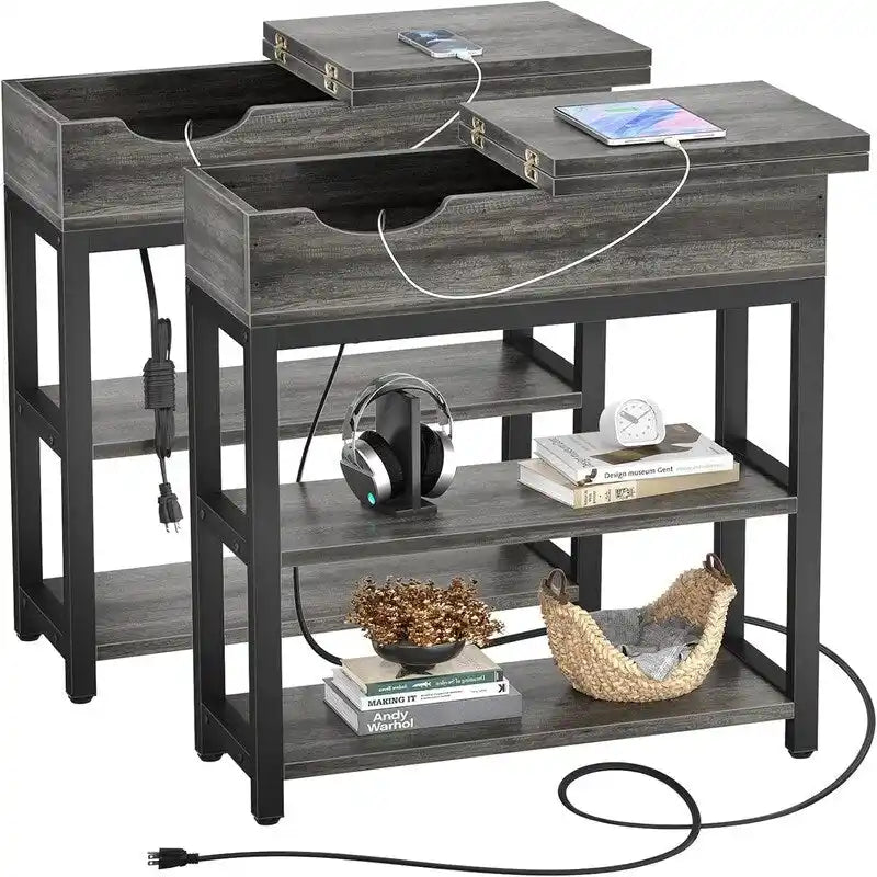 End Table with Charging Station - 11D x 23.6W x 24.5H