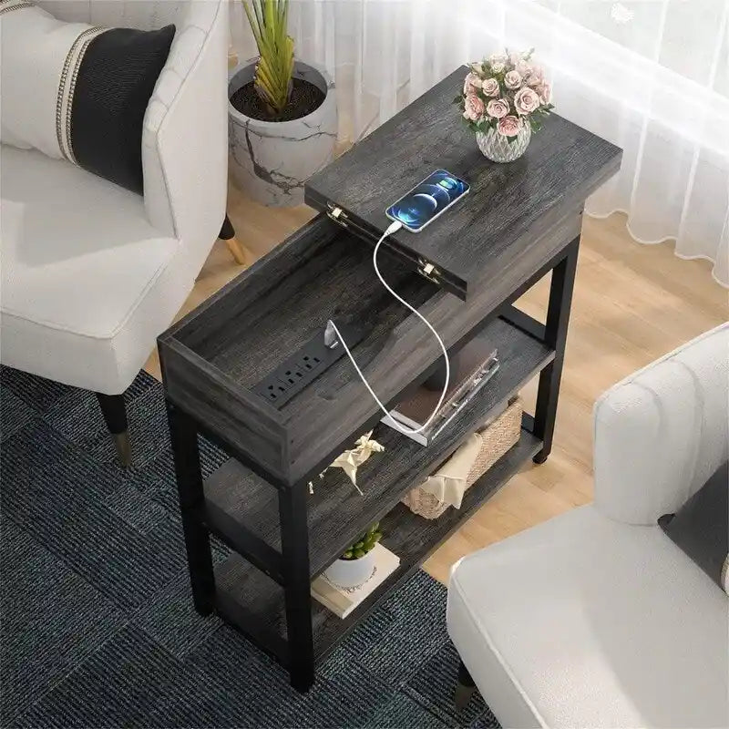 End Table with Charging Station - 11D x 23.6W x 24.5H