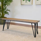 Wood Dining Bench with Metal Frame