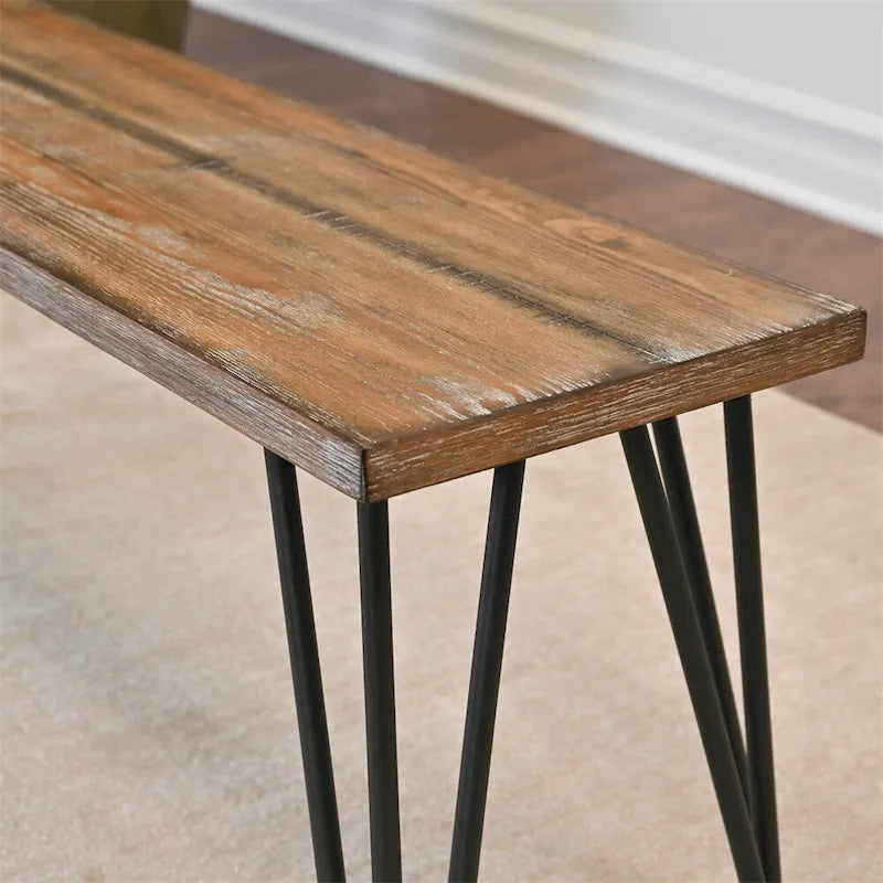 Wood Dining Bench with Metal Frame
