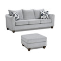 Roundhill Furniture Duleek 2-Piece Living Room Set, Sofa and Cocktail Ottoman, Herringbone Silver