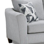 Roundhill Furniture Duleek 2-Piece Living Room Set, Sofa and Cocktail Ottoman, Herringbone Silver
