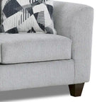 Roundhill Furniture Duleek 2-Piece Living Room Set, Sofa and Cocktail Ottoman, Herringbone Silver