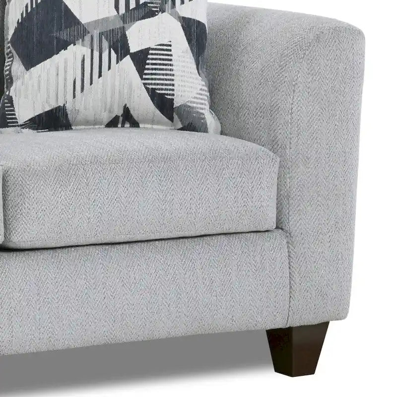 Roundhill Furniture Duleek 2-Piece Living Room Set, Sofa and Cocktail Ottoman, Herringbone Silver