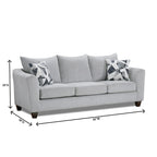 Roundhill Furniture Duleek 2-Piece Living Room Set, Sofa and Cocktail Ottoman, Herringbone Silver