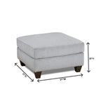 Roundhill Furniture Duleek 2-Piece Living Room Set, Sofa and Cocktail Ottoman, Herringbone Silver