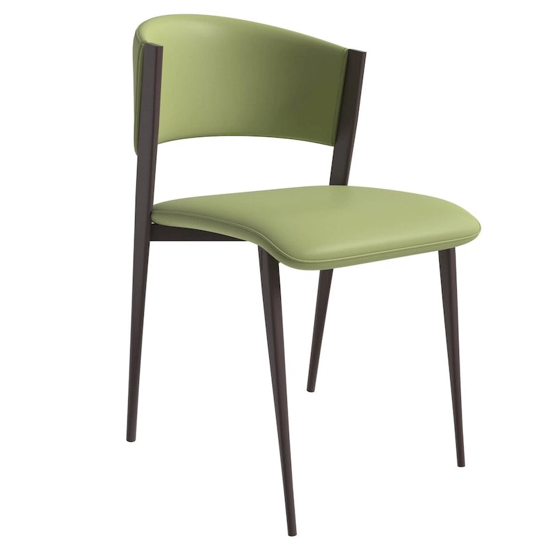 Dining Chair - Black Leather - Metal Legs