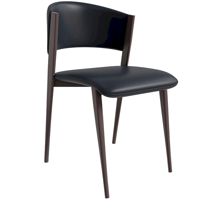 Dining Chair - Black Leather - Metal Legs