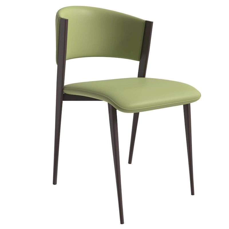 Dining Chair - Black Leather - Metal Legs