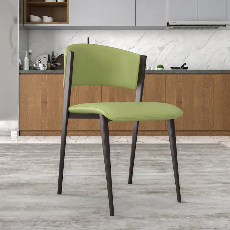 Dining Chair - Black Leather - Metal Legs