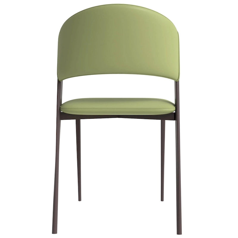 Dining Chair - Black Leather - Metal Legs
