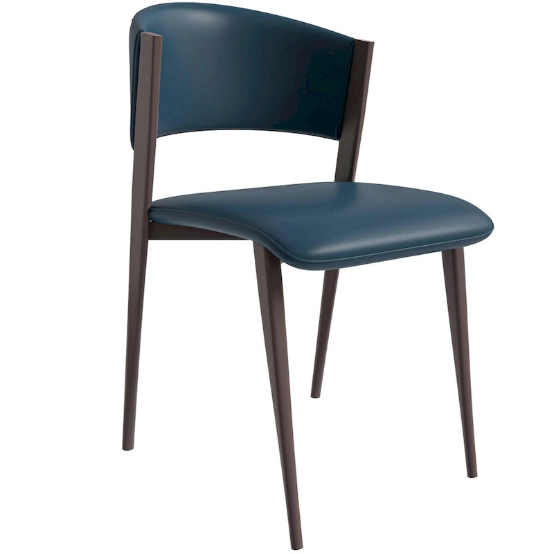 Dining Chair - Black Leather - Metal Legs