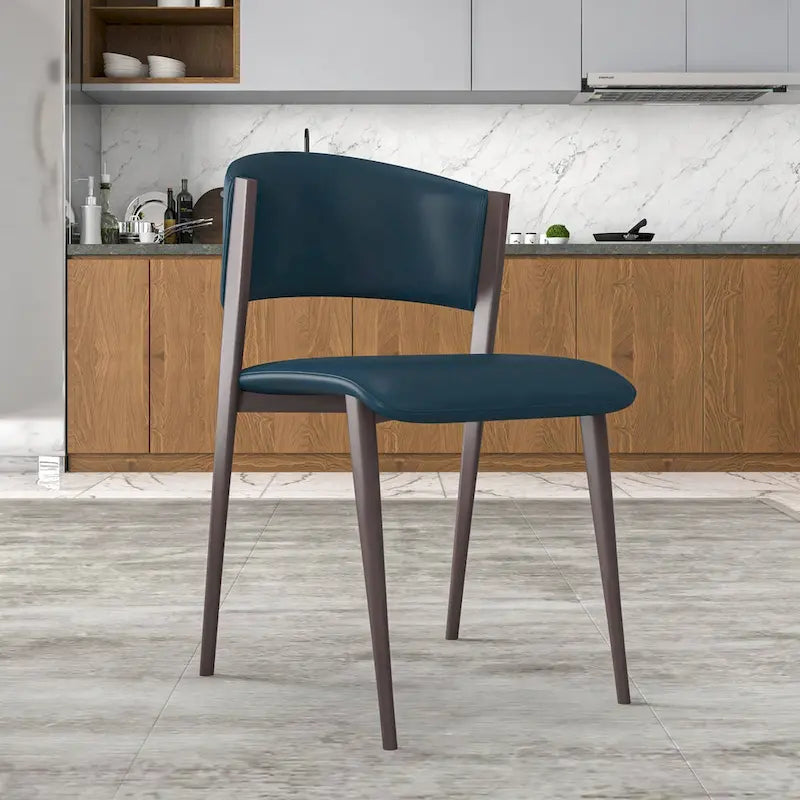 Dining Chair - Black Leather - Metal Legs
