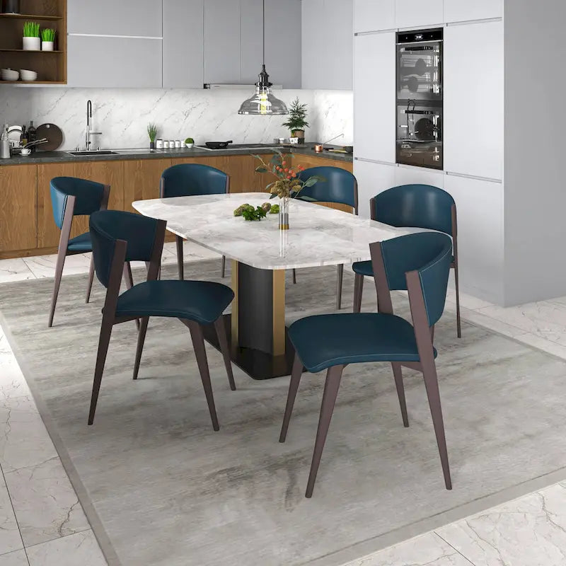 Dining Chair - Black Leather - Metal Legs