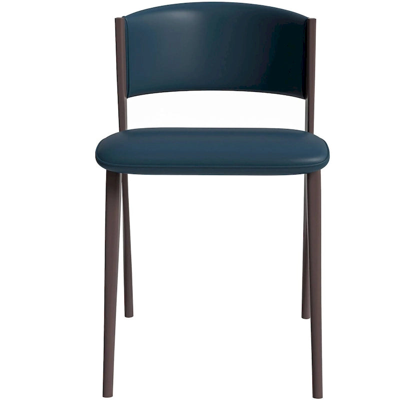 Dining Chair - Black Leather - Metal Legs