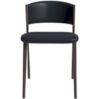 Dining Chair - Black Leather - Metal Legs