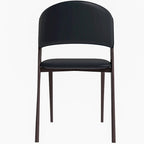 Dining Chair - Black Leather - Metal Legs