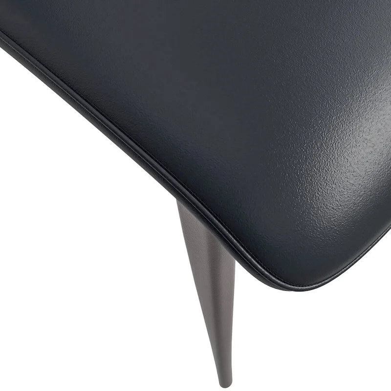 Dining Chair - Black Leather - Metal Legs