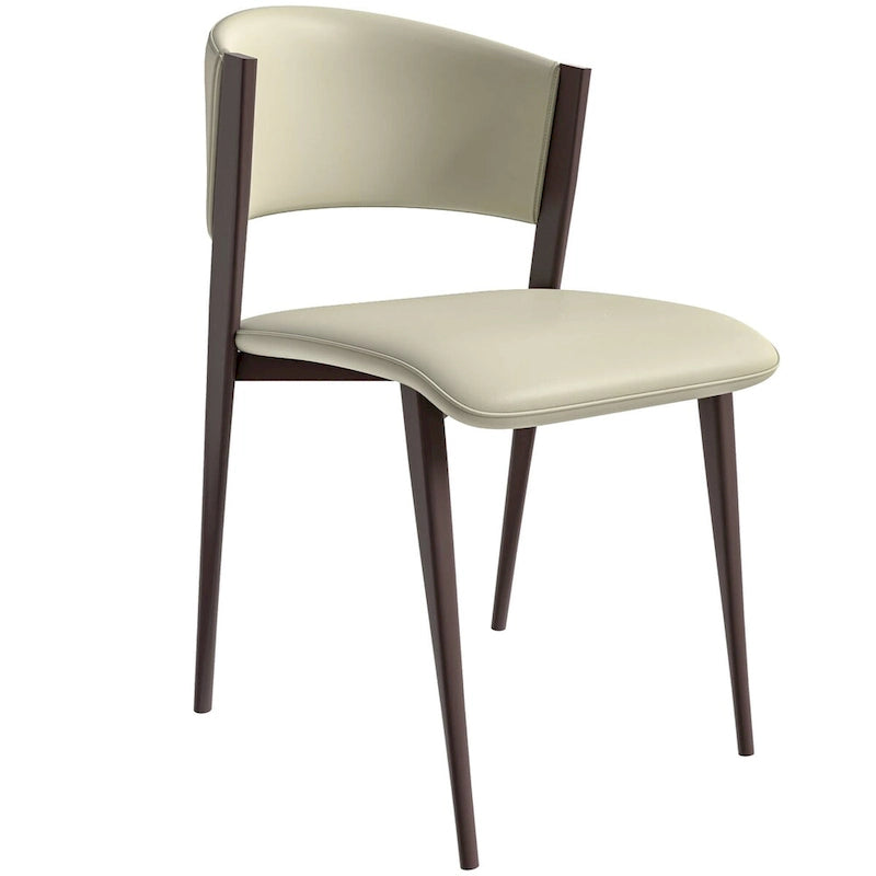 Dining Chair - Black Leather - Metal Legs