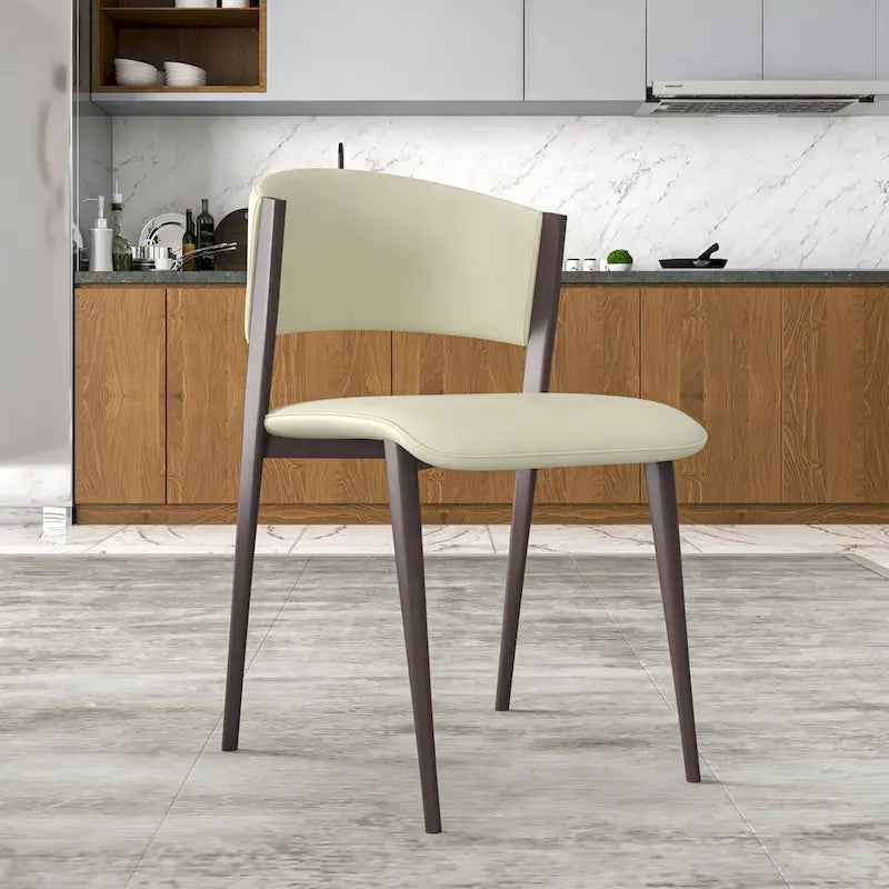 Dining Chair - Black Leather - Metal Legs