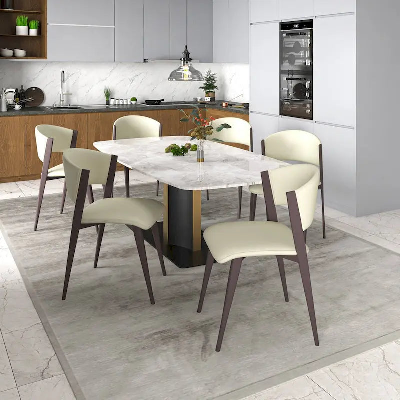 Dining Chair - Black Leather - Metal Legs