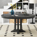 Extendable Round Dining Table - Oak Finish - Seats 4-6