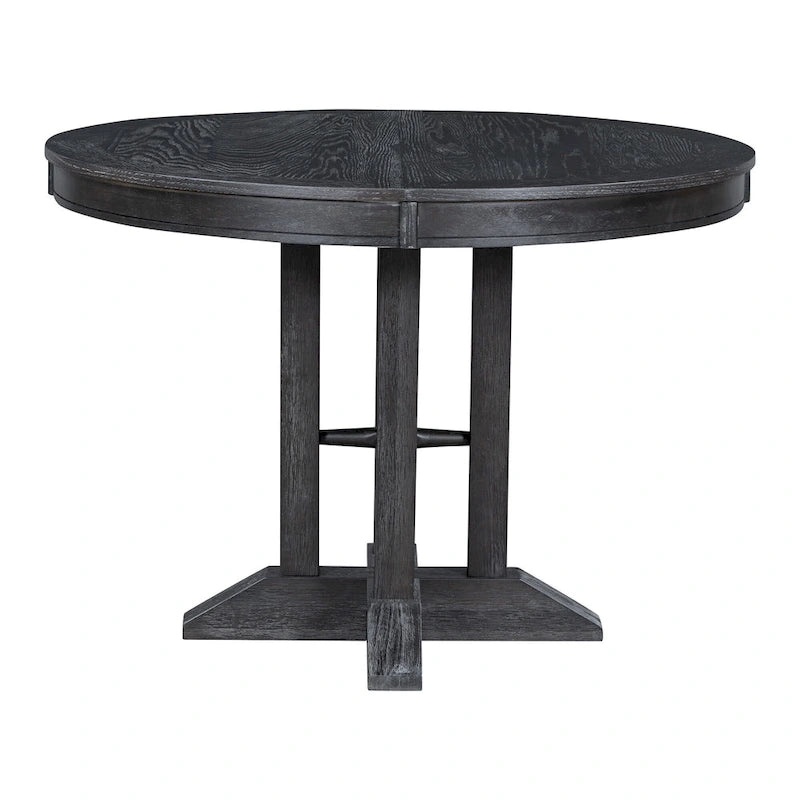 Extendable Round Dining Table - Oak Finish - Seats 4-6
