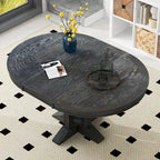 Extendable Round Dining Table - Oak Finish - Seats 4-6
