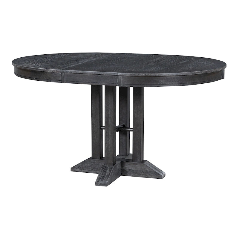 Extendable Round Dining Table - Oak Finish - Seats 4-6