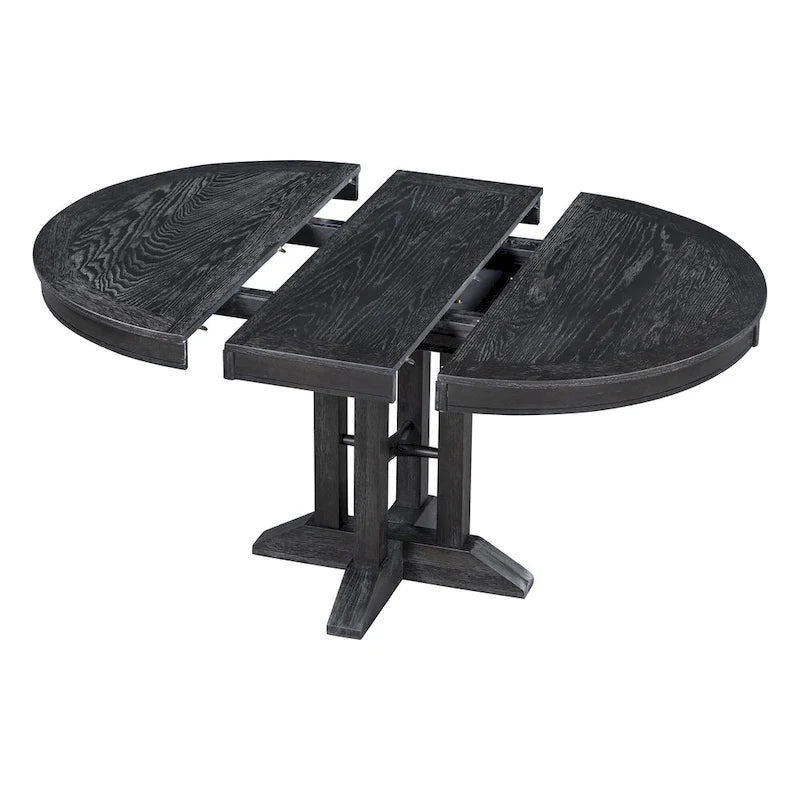 Extendable Round Dining Table - Oak Finish - Seats 4-6