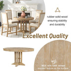 Extendable Round Dining Table - Oak Finish - Seats 4-6