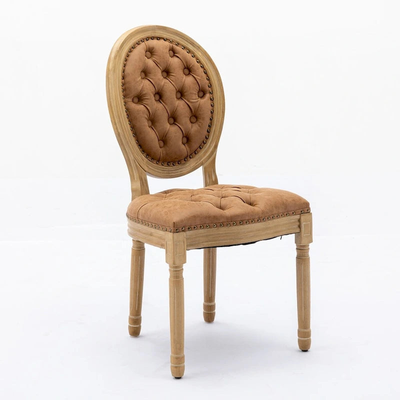 Set of 2 PU Leather Dining Chair with Nailhead Trim