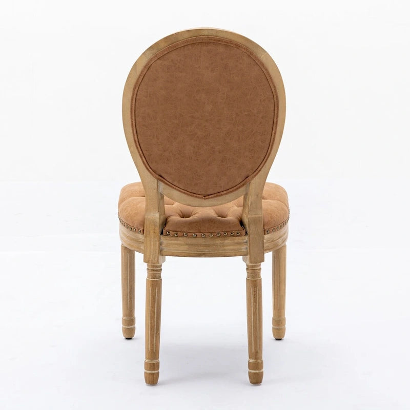 Set of 2 PU Leather Dining Chair with Nailhead Trim
