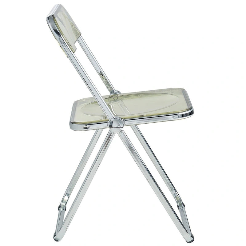 Acrylic Folding Dining Chair with Chrome Frame Set of 4 Lawrence Series by LeisureMod