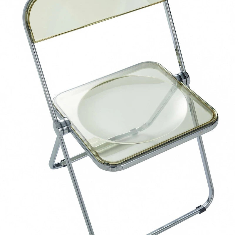 Acrylic Folding Dining Chair with Chrome Frame Set of 4 Lawrence Series by LeisureMod