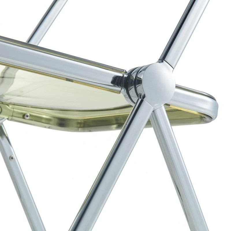 Acrylic Folding Dining Chair with Chrome Frame Set of 4 Lawrence Series by LeisureMod