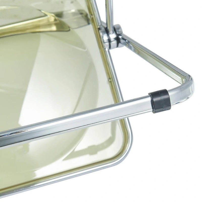Acrylic Folding Dining Chair with Chrome Frame Set of 4 Lawrence Series by LeisureMod