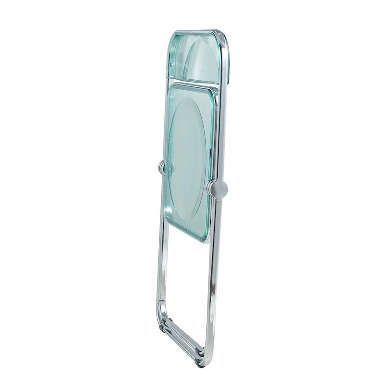 Acrylic Folding Dining Chair with Chrome Frame Set of 4 Lawrence Series by LeisureMod