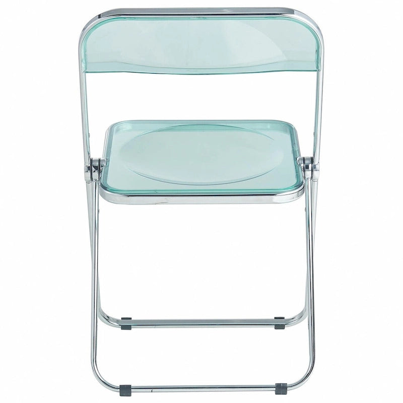 Acrylic Folding Dining Chair with Chrome Frame Set of 4 Lawrence Series by LeisureMod